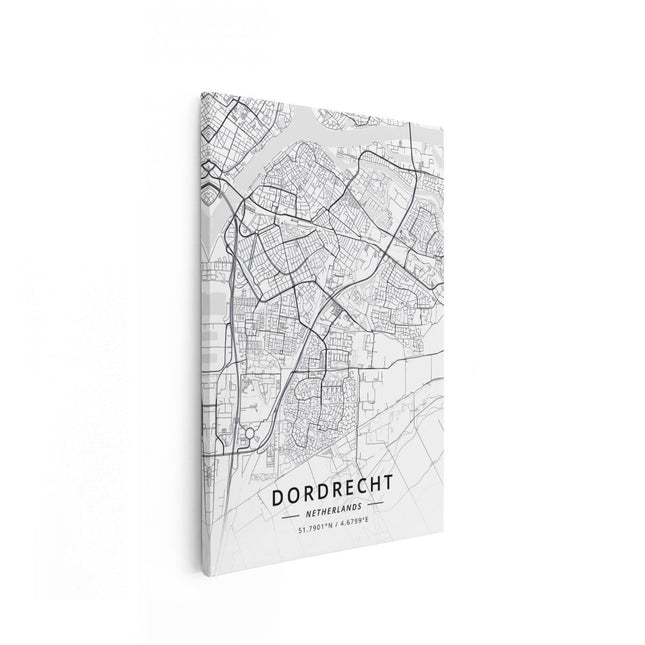 Canvas schilderij vooraanzicht Stadskaart Dordrecht in het Wit