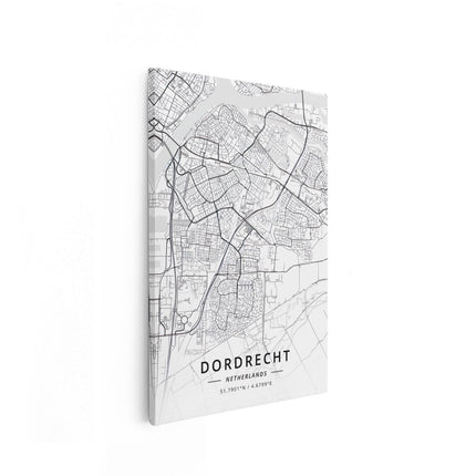 Canvas schilderij vooraanzicht Stadskaart Dordrecht in het Wit