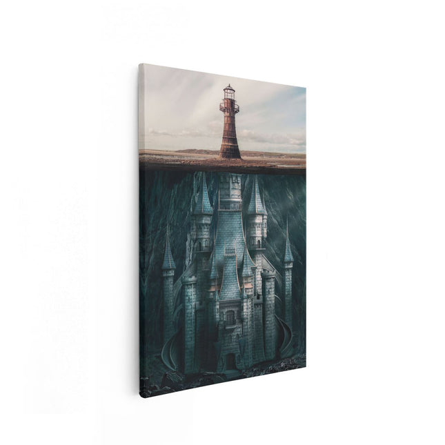 Canvas schilderij vooraanzicht Vuurtoren met Torens onder de Grond