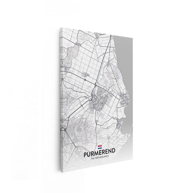 Canvas schilderij vooraanzicht Stadskaart Purmerend in het Wit
