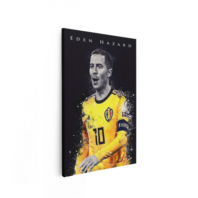 Canvas schilderij vooraanzicht Eden Hazard bij België - Rode Duivels