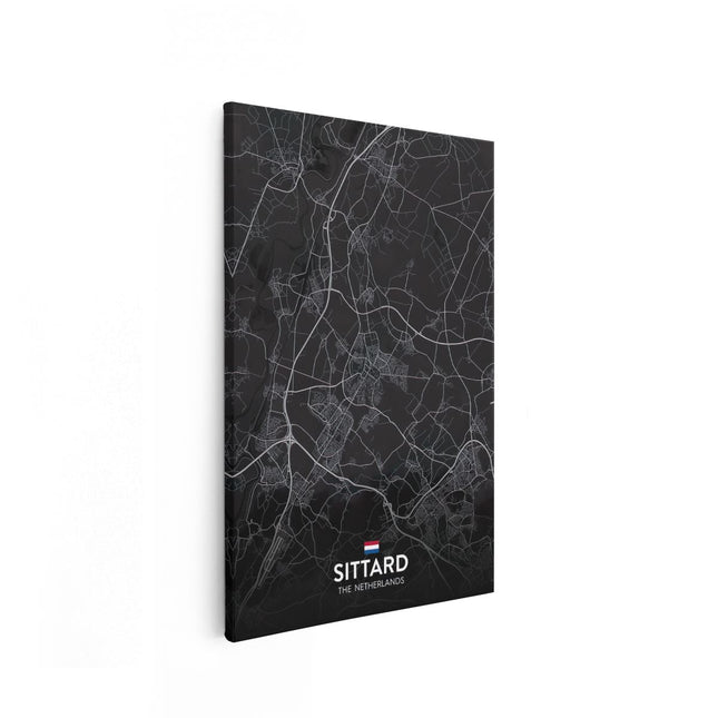 Canvas schilderij vooraanzicht Stadskaart Sittard in het Zwart