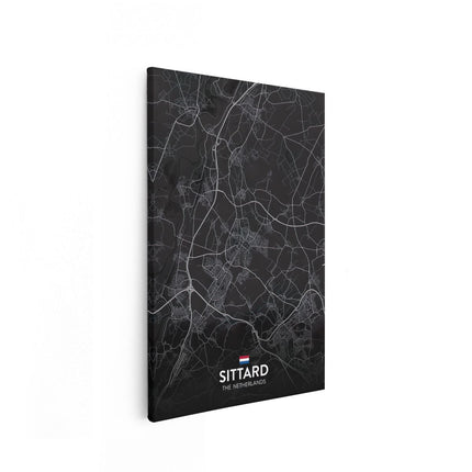 Canvas schilderij vooraanzicht Stadskaart Sittard in het Zwart