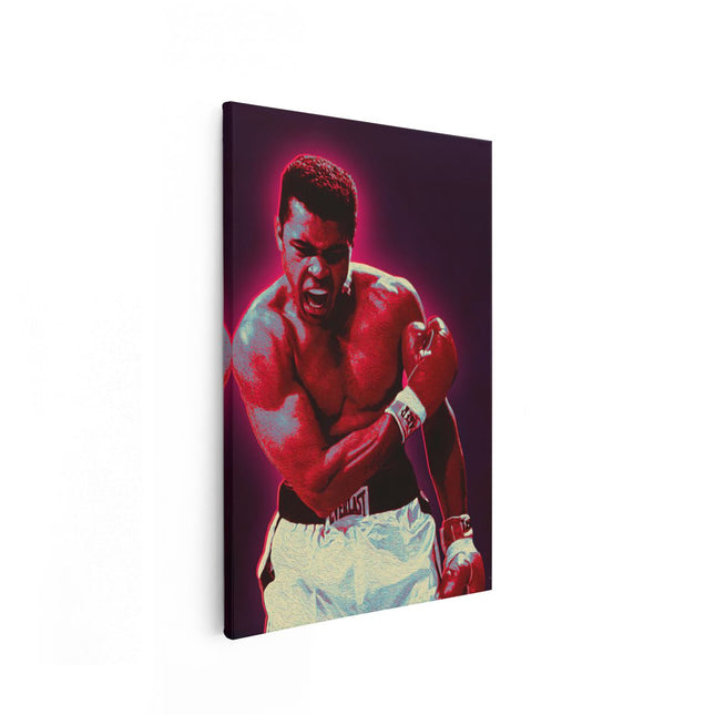 Canvas schilderij vooraanzicht Bokser Muhammad Ali in het Rood