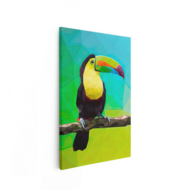 Canvas schilderij vooraanzicht Toekan in Abstracte Kleuren