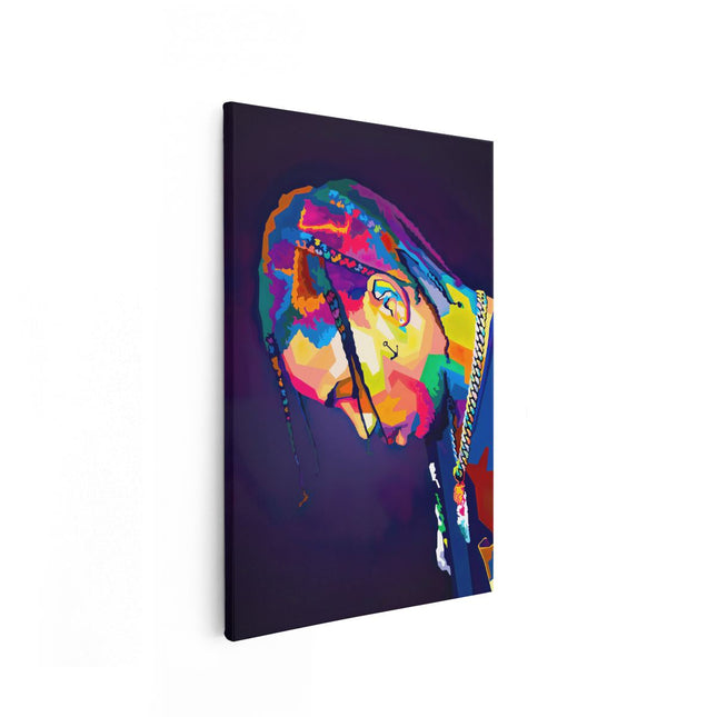 Canvas schilderij vooraanzicht Travis Scott in Abstracte Kleuren