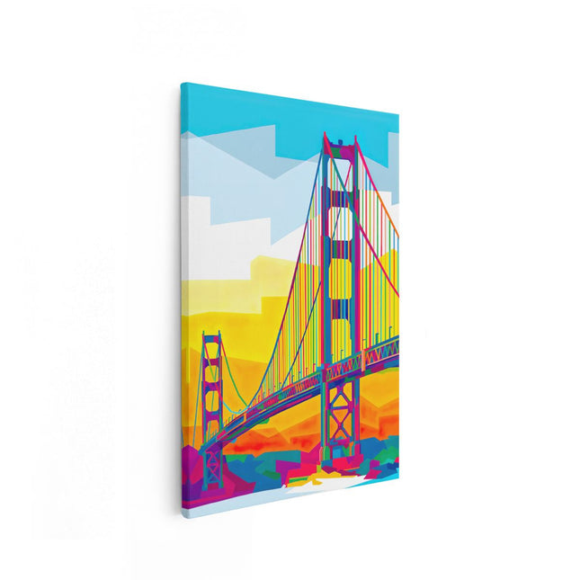 Canvas schilderij vooraanzicht San Francisco Brug in Abstracte Kleuren