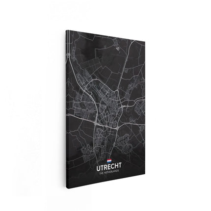 Canvas schilderij vooraanzicht Stadskaart Utrecht in het Zwart