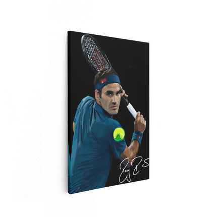 Canvas schilderij vooraanzicht Roger Federer Getekend