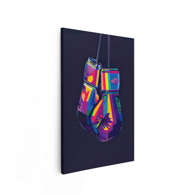Canvas schilderij vooraanzicht Bokshandschoenen in Abstracte Kleuren