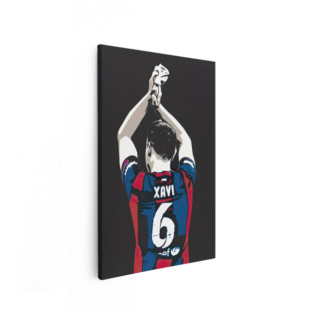 Canvas schilderij vooraanzicht Xavi Hernandez bij FC Barcelona