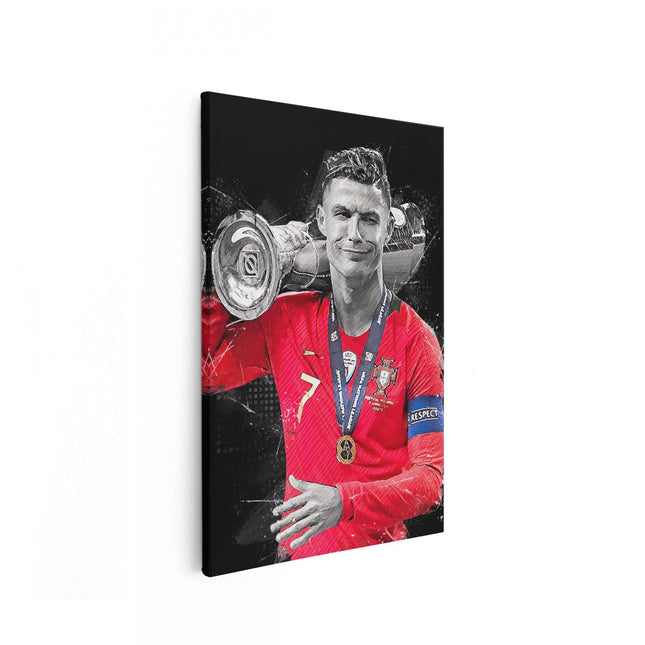 Canvas schilderij vooraanzicht Cristiano Ronaldo bij Portugal