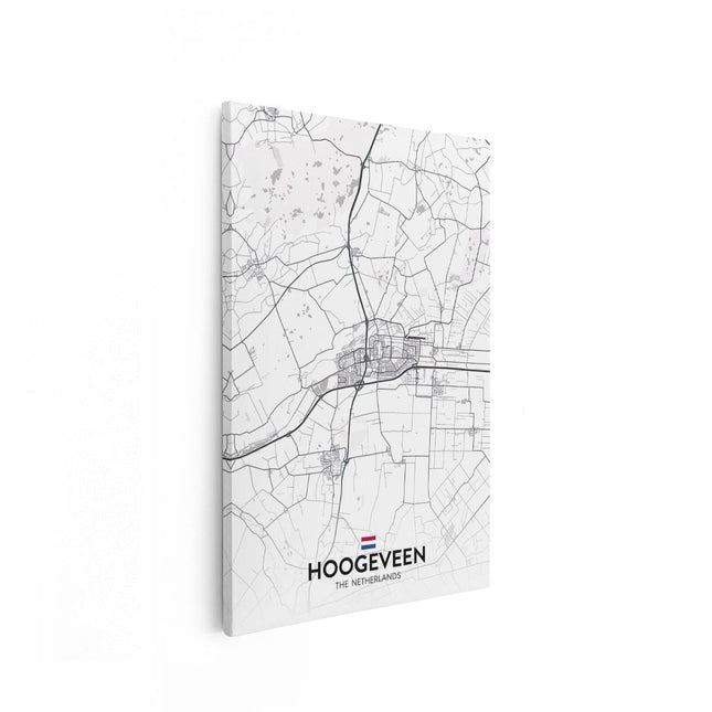 Canvas schilderij vooraanzicht Stadskaart Hoogeveen in het Wit