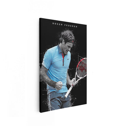 Canvas schilderij vooraanzicht Tennisser Roger Federer 