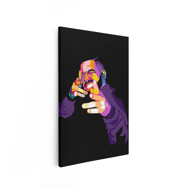 Canvas schilderij vooraanzicht Drake in Abstracte Kleuren