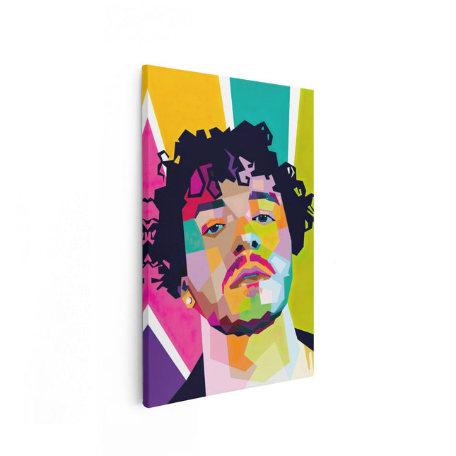 Canvas schilderij vooraanzicht Jack Harlow in Abstracte Kleuren