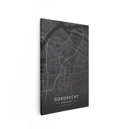 Canvas schilderij vooraanzicht Stadskaart Dordrecht in het Zwart