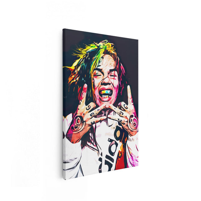 Canvas schilderij vooraanzicht Getekende 6ix9ine