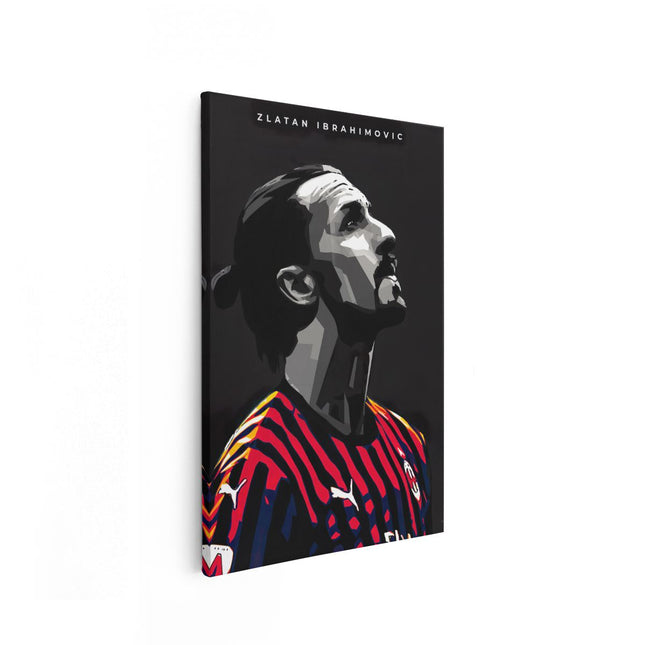 Canvas schilderij vooraanzicht Zlatan Ibrahimovic bij AC Milan in Geometrie