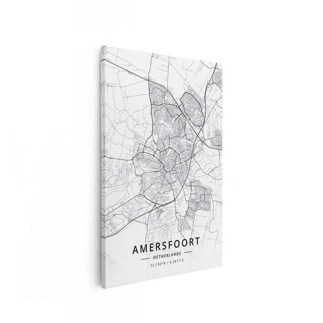 Canvas schilderij vooraanzicht Stadskaart Amersfoort in het Wit
