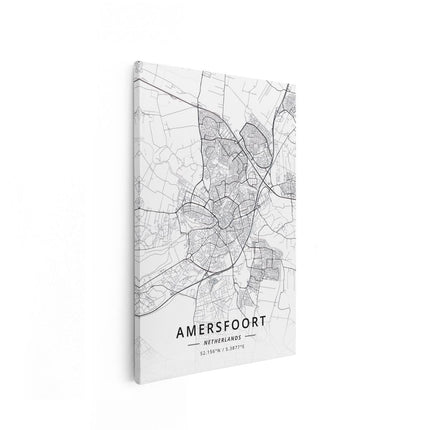 Canvas schilderij vooraanzicht Stadskaart Amersfoort in het Wit