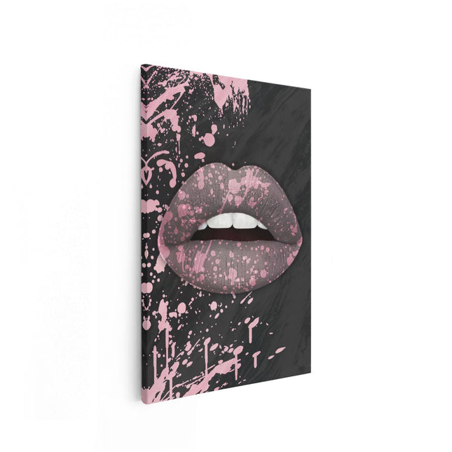Canvas schilderij vooraanzicht Lippen met Roze Verf