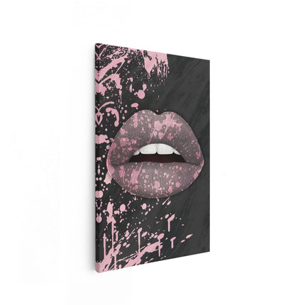 Canvas schilderij vooraanzicht Lippen met Roze Verf