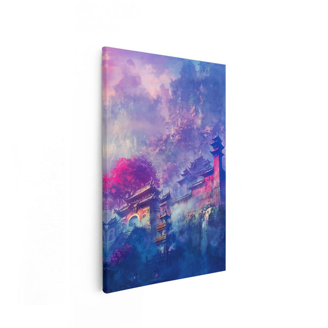 Canvas schilderij vooraanzicht Getekende Japanse Tempels