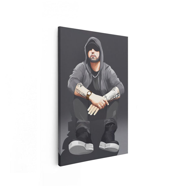 Canvas schilderij vooraanzicht Getekende Eminem op de Grond