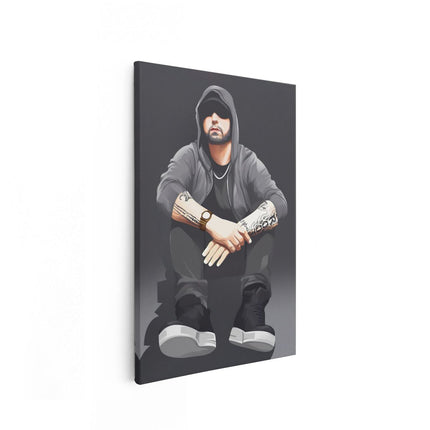 Canvas schilderij vooraanzicht Getekende Eminem op de Grond