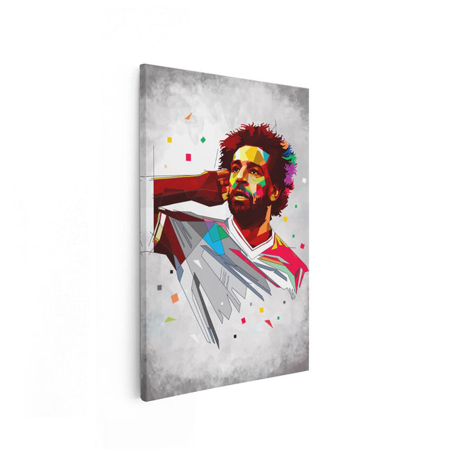 Canvas schilderij vooraanzicht Mohammed Salah in Geometrische Stijl