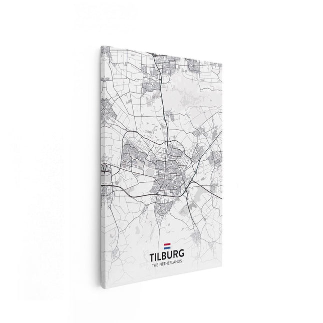 Canvas schilderij vooraanzicht Stadskaart Tilburg in het Wit