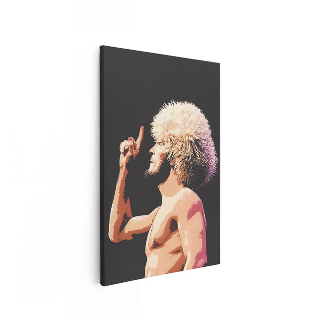 Canvas schilderij vooraanzicht UFC Vechter Khabib Nurmagomedov met de Witte Pruik