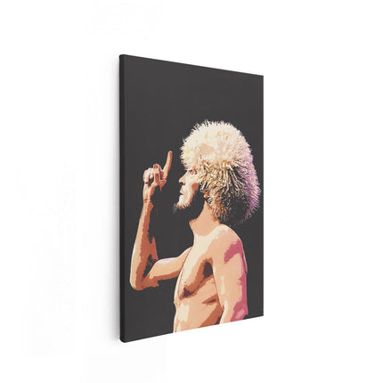 Canvas schilderij vooraanzicht UFC Vechter Khabib Nurmagomedov met de Witte Pruik
