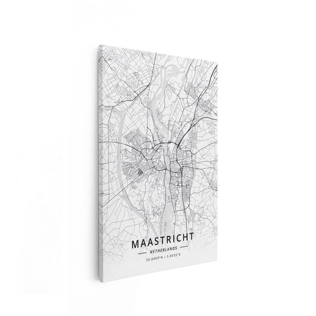 Canvas schilderij vooraanzicht Stadskaart Maastricht in het Wit