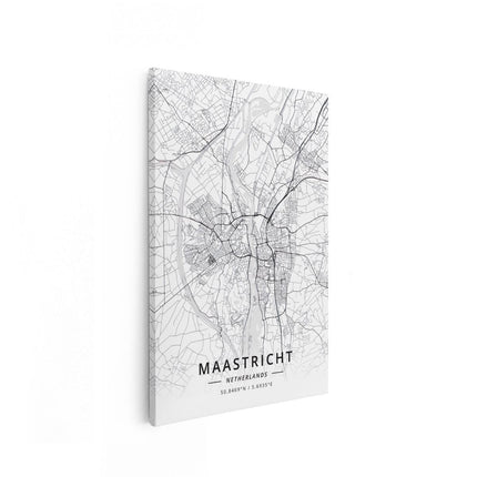 Canvas schilderij vooraanzicht Stadskaart Maastricht in het Wit