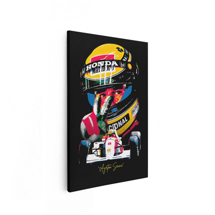 Canvas schilderij vooraanzicht Formule 1 Coureur Ayrton Senna