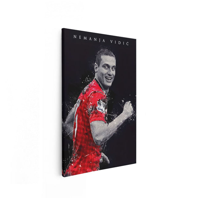 Canvas schilderij vooraanzicht Nemanja Vidic bij Manchester United