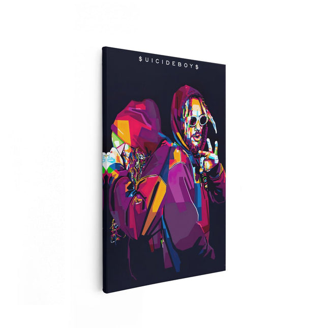 Canvas schilderij vooraanzicht $uicideboy$ in Abstract