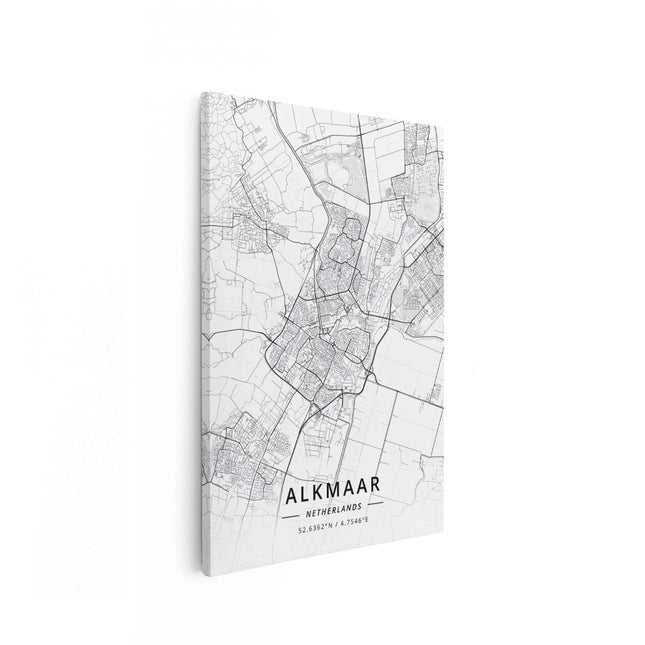 Canvas schilderij vooraanzicht Stadskaart Alkmaar in het Wit