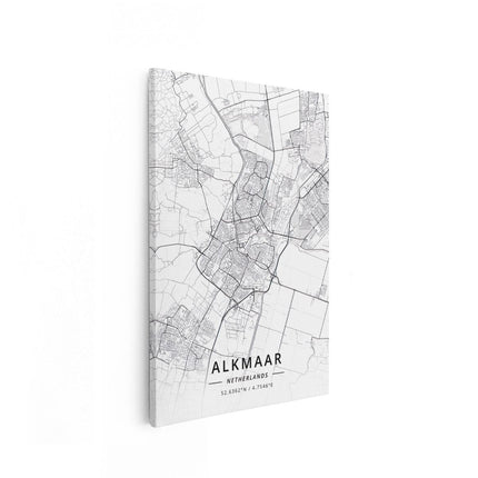 Canvas schilderij vooraanzicht Stadskaart Alkmaar in het Wit