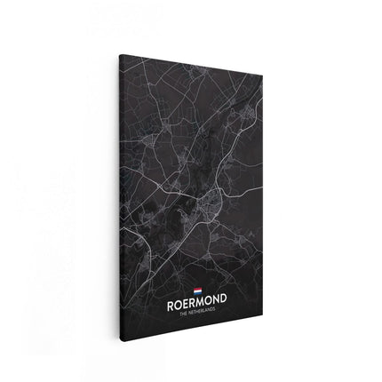 Canvas schilderij vooraanzicht Stadskaart Roermond in het Zwart