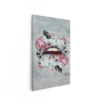 Canvas schilderij vooraanzicht Lippen in de vorm van Bloemen 