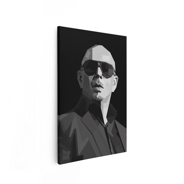 Canvas schilderij vooraanzicht Rapper Pitbull in Geometrie 