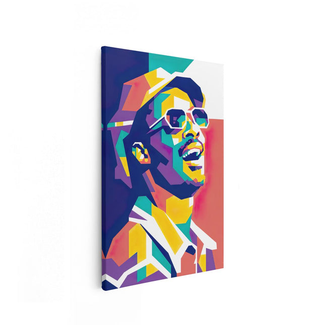 Canvas schilderij vooraanzicht Stevie Wonder in Abstract