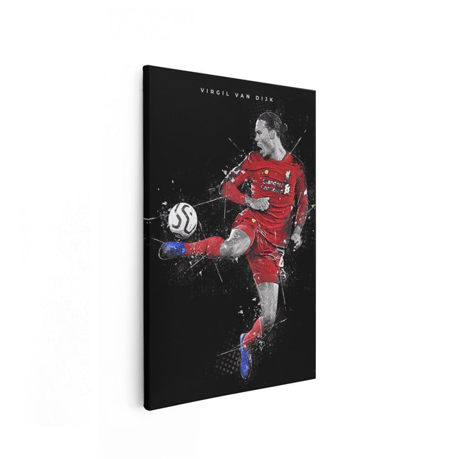 Canvas schilderij vooraanzicht Virgil van Dijk in actie bij Liverpool