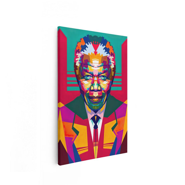 Canvas schilderij vooraanzicht Nelson Mandela in Kleur - Abstract