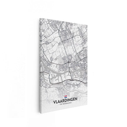 Canvas schilderij vooraanzicht Stadskaart Vlaardingen in het Wit