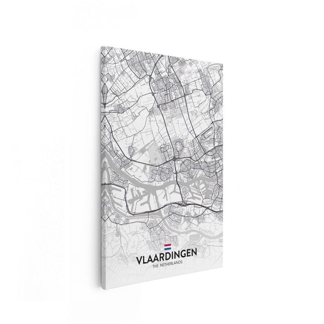 Canvas schilderij vooraanzicht Stadskaart Vlaardingen in het Wit