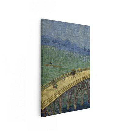 Canvas schilderij vooraanzicht Brug in de Regen - naar Hiroshige - Vincent van Gogh